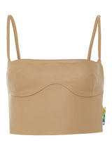 Leather Bustier in Camel